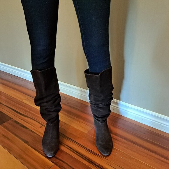 Beautiful! Dark Brown Genuine Real Suede Over knee boots or wear it slouchy! 6.5 - Picture 3 of 6